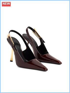 Slingback Stiletto High Heels Square Toe Faux Leather Pumps